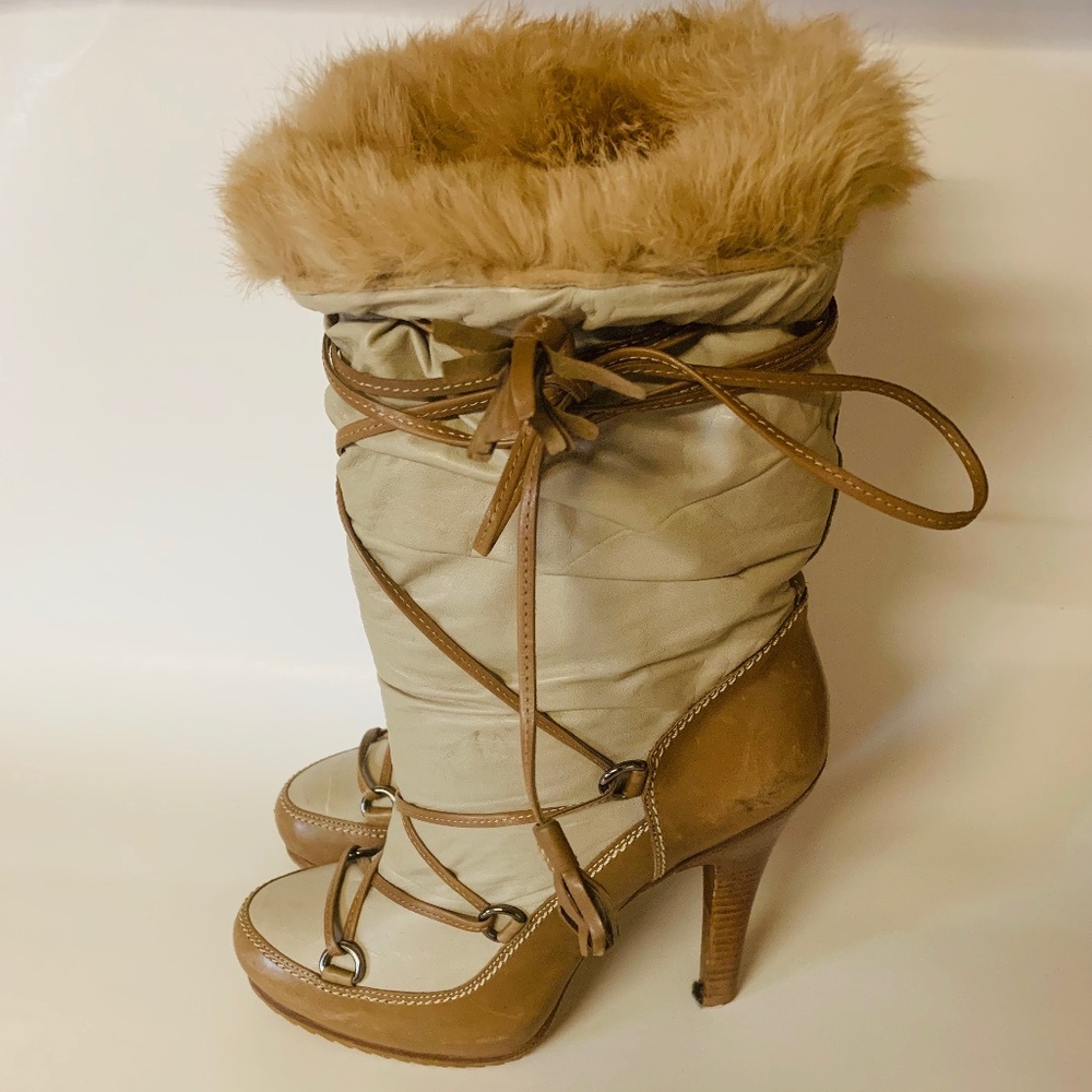 Barbara Bui Rising FurLined High Heel Lace Up Boot